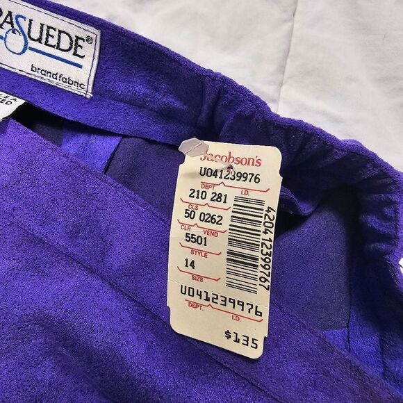 Jacobson's Purple Deadstock VTG Faux Suede USA Made Midi Skirt Women's Size 14 - Picture 6 of 10